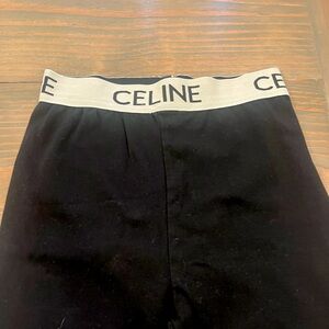 Celine Black Leggings with Cream Logo Band and Rose gold emblem small
